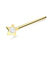 Star Shine Shaped Silver Straight Nose Stud NSKA-142